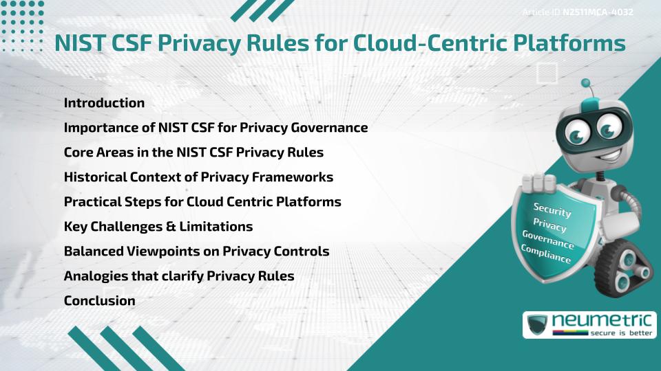 NIST CSF Privacy Rules for Cloud-Centric Platforms