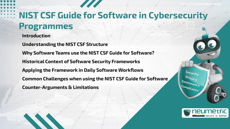 NIST CSF Guide for Software in Cybersecurity Programmes