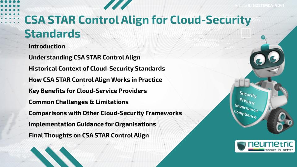 CSA STAR Control Align for Cloud-Security Standards