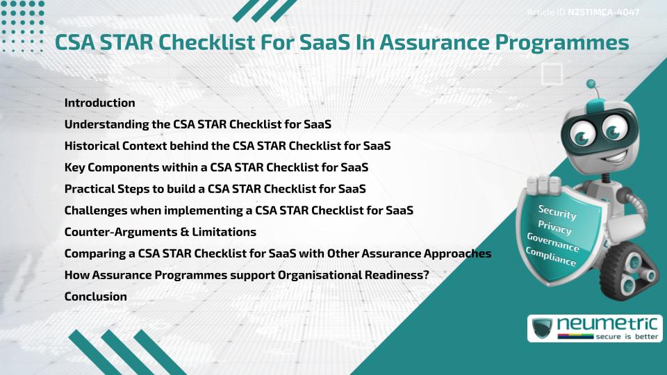 CSA STAR Checklist For SaaS In Assurance Programmes