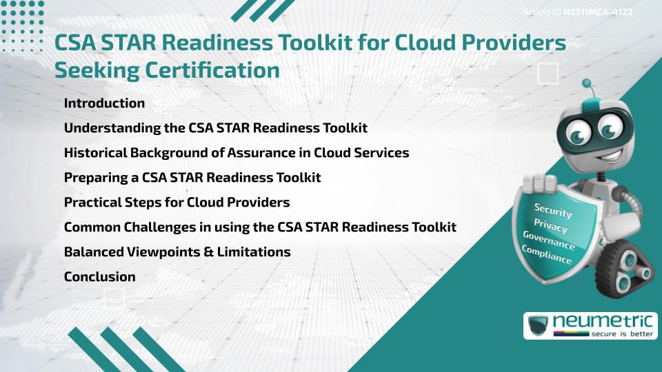 CSA STAR Readiness Toolkit for Cloud Providers Seeking Certification