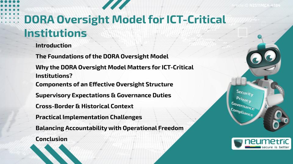 DORA Oversight Model for ICT-Critical Institutions
