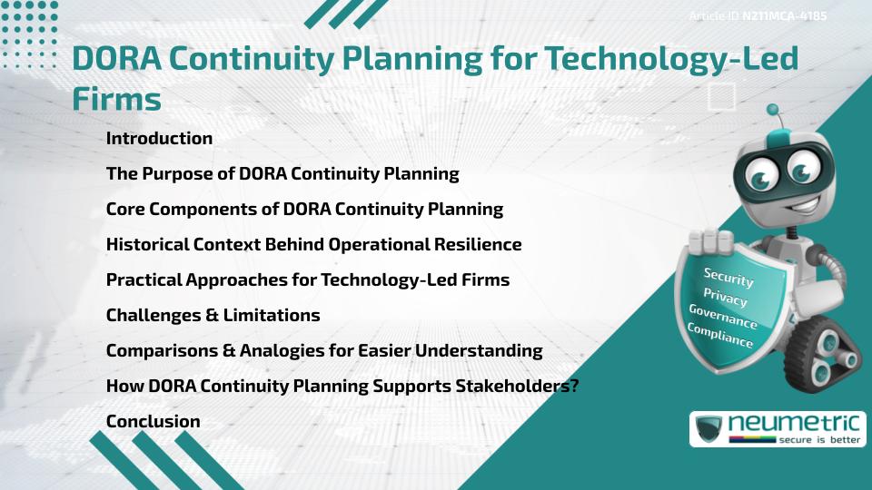 DORA Continuity Planning for Technology-Led Firms