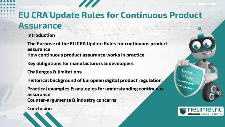 EU CRA Update Rules for Continuous Product Assurance