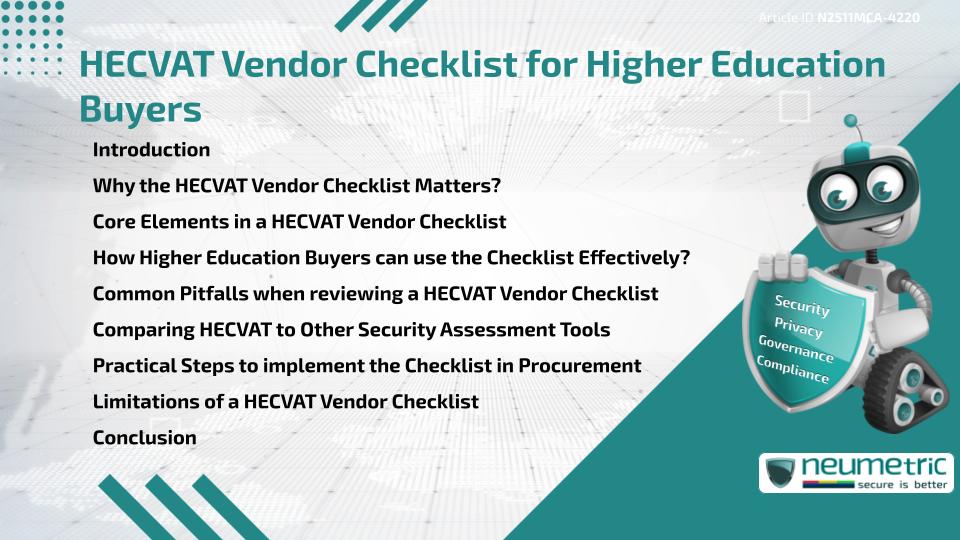 HECVAT Vendor Checklist for Higher Education Buyers
