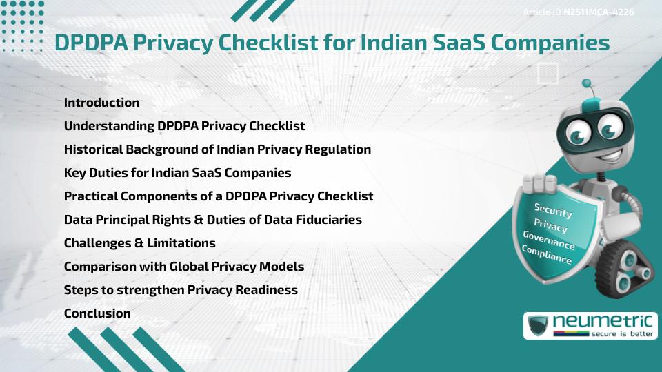 DPDPA Privacy Checklist for Indian SaaS Companies