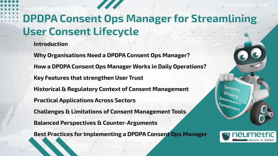 DPDPA Consent Ops Manager for Streamlining User Consent Lifecycle