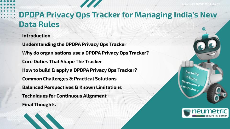 DPDPA Privacy Ops Tracker for Managing India’s New Data Rules