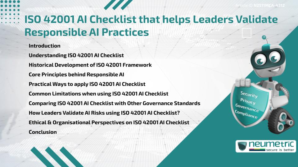 ISO 42001 AI Checklist that helps Leaders Validate Responsible AI Practices