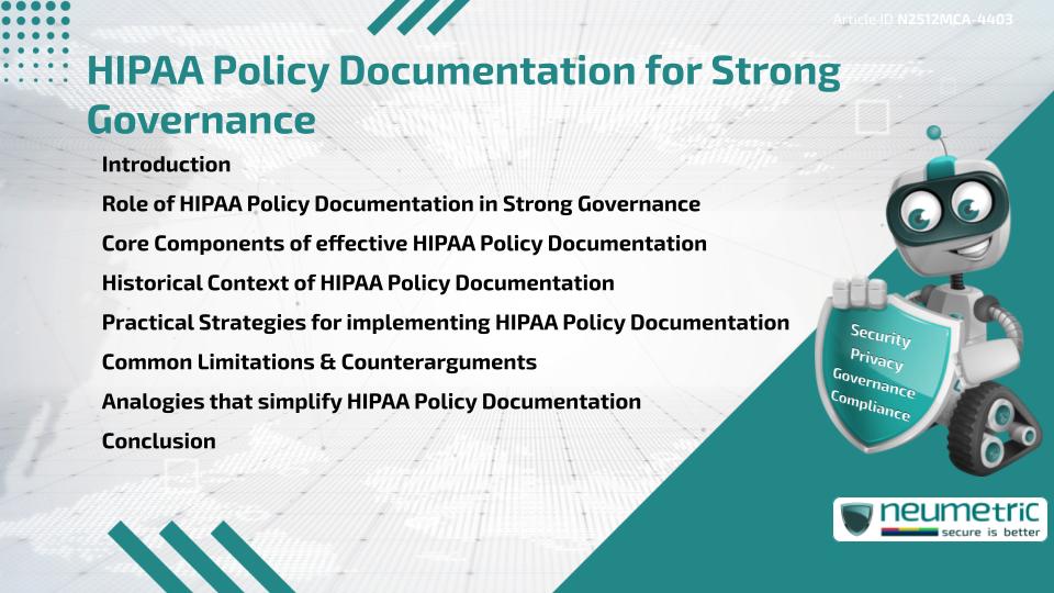 HIPAA Policy Documentation for Strong Governance