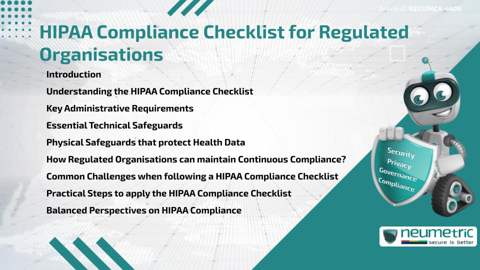 HIPAA Compliance Checklist for Regulated Organisations