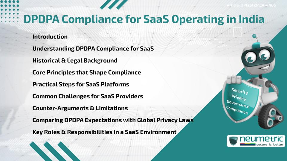 DPDPA Compliance for SaaS Operating in India