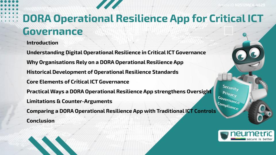 DORA Operational Resilience App for Critical ICT Governance