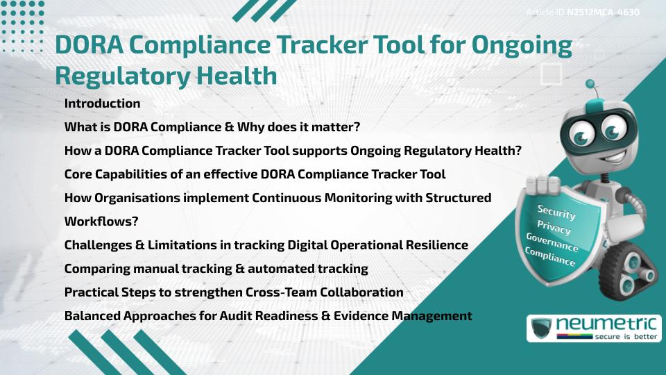 DORA Compliance Tracker Tool for Ongoing Regulatory Health