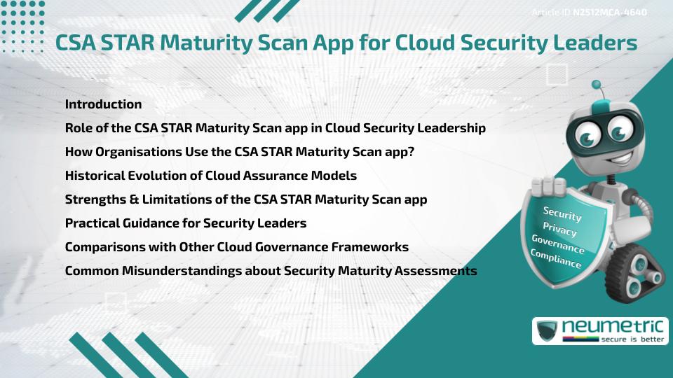 CSA STAR Maturity Scan App for Cloud Security Leaders