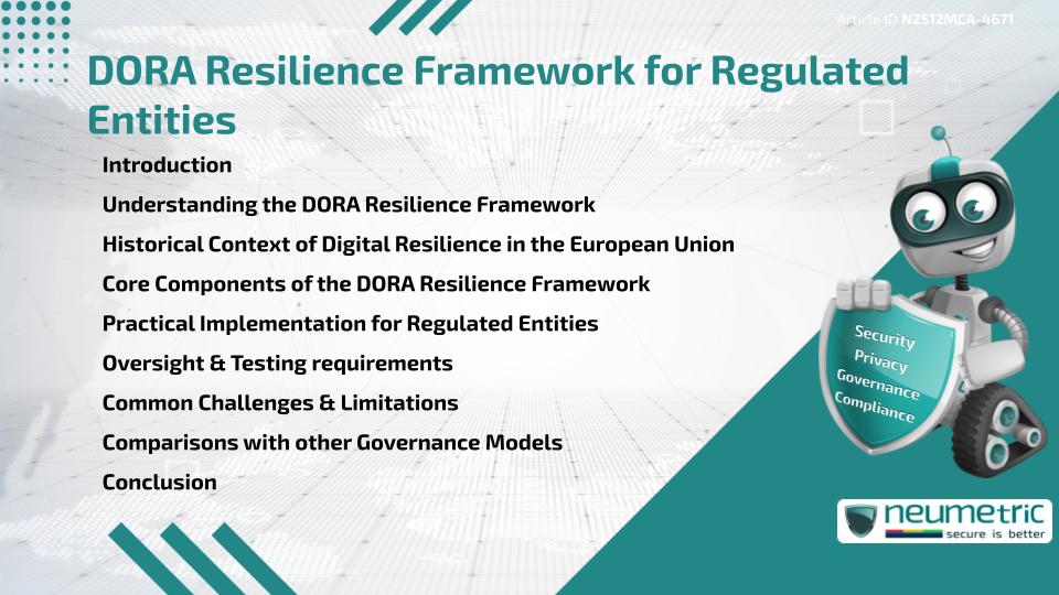 DORA Resilience Framework for Regulated Entities