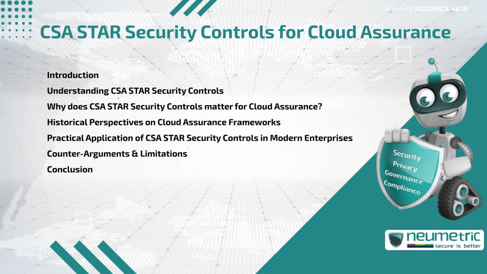 CSA STAR Security Controls for Cloud Assurance