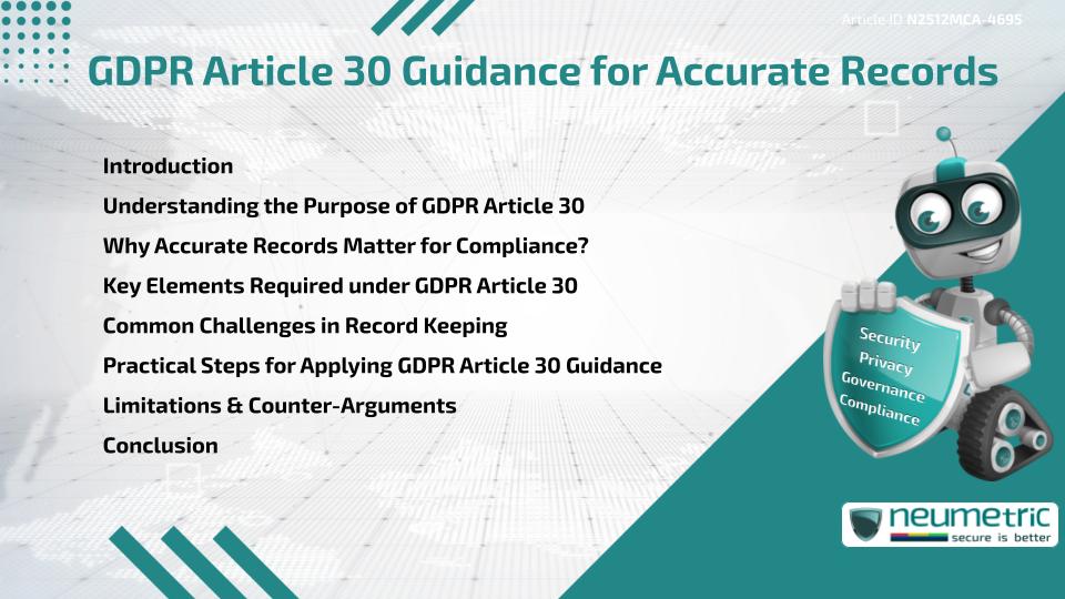 GDPR Article 30 Guidance for Accurate Records
