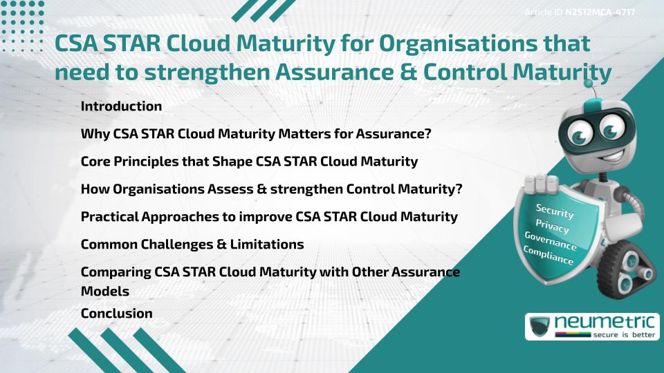 CSA STAR Cloud Maturity for Organisations that need to strengthen Assurance & Control Maturity