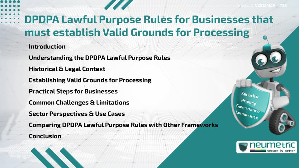 DPDPA Lawful Purpose Rules for Businesses that must establish Valid Grounds for Processing