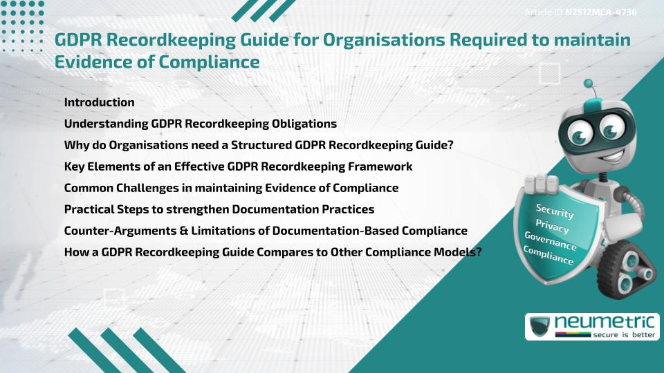 GDPR Recordkeeping Guide for Organisations Required to maintain Evidence of Compliance
