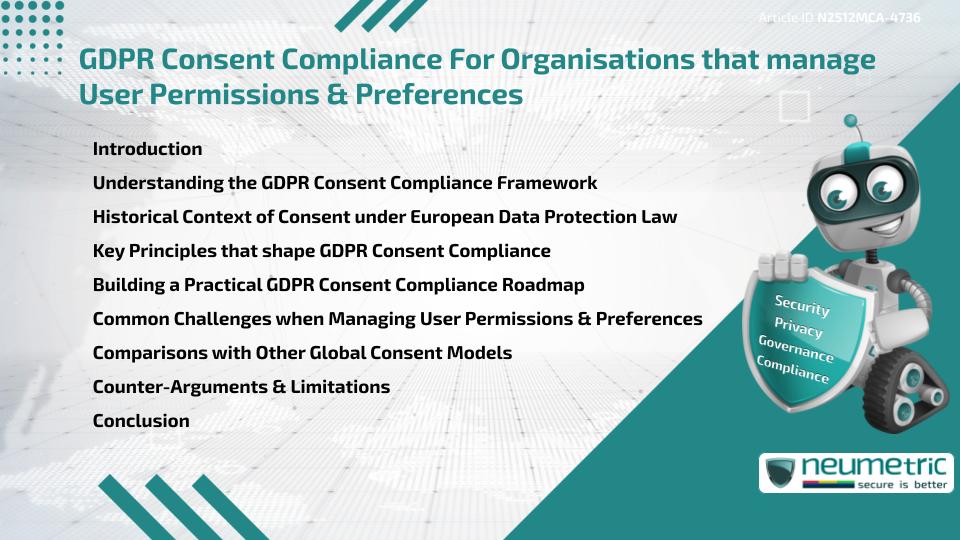 GDPR Consent Compliance for Organisations that manage User Permissions & Preferences
