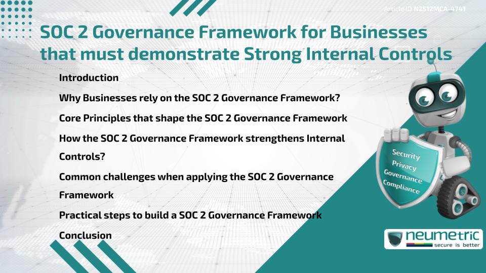 SOC 2 Governance Framework for Businesses that must demonstrate Strong Internal Controls