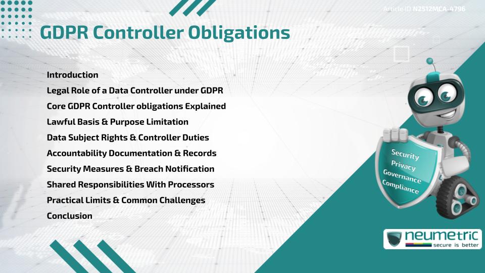 GDPR Controller Obligations