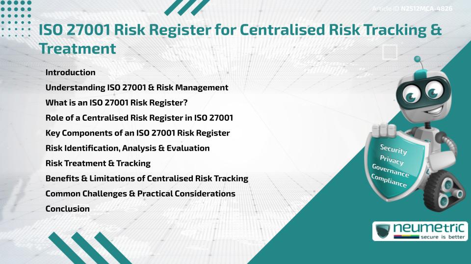 ISO 27001 Risk Register for Centralised Risk Tracking & Treatment