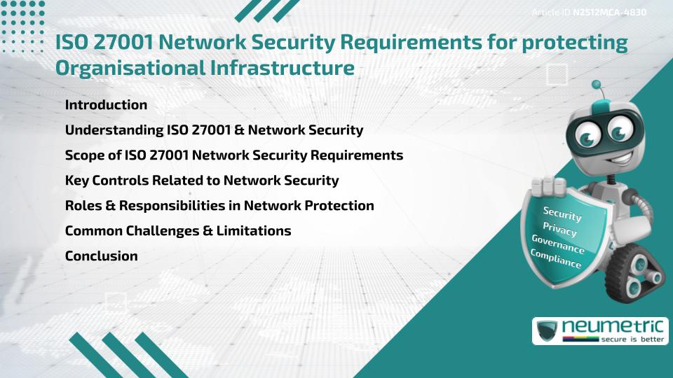 ISO 27001 Network Security Requirements for protecting Organisational Infrastructure