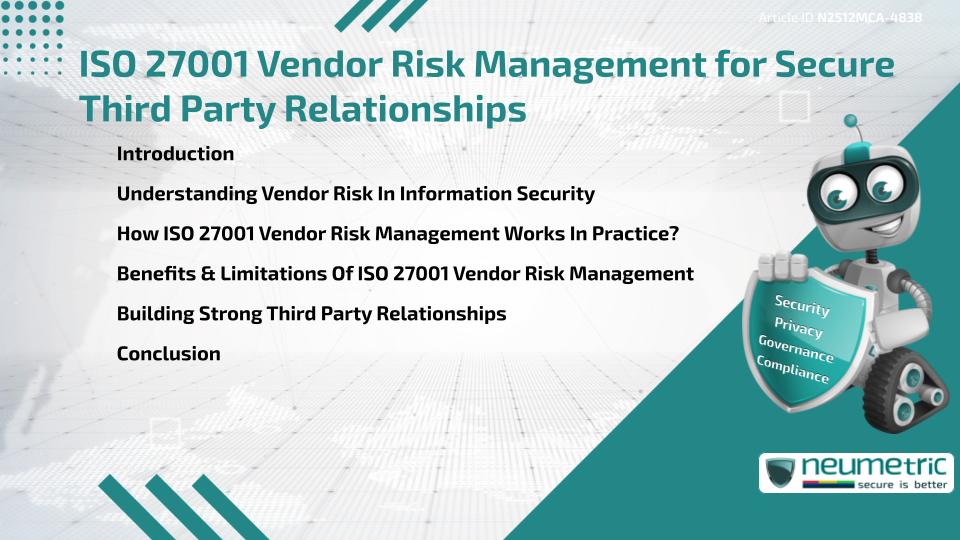 ISO 27001 Vendor Risk Management for Secure Third Party Relationships