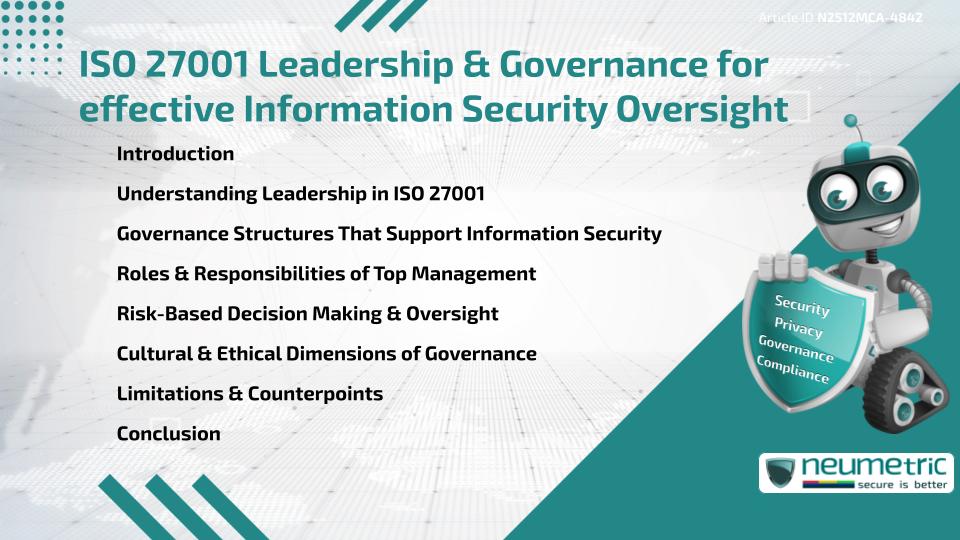 ISO 27001 Leadership & Governance for effective Information Security Oversight