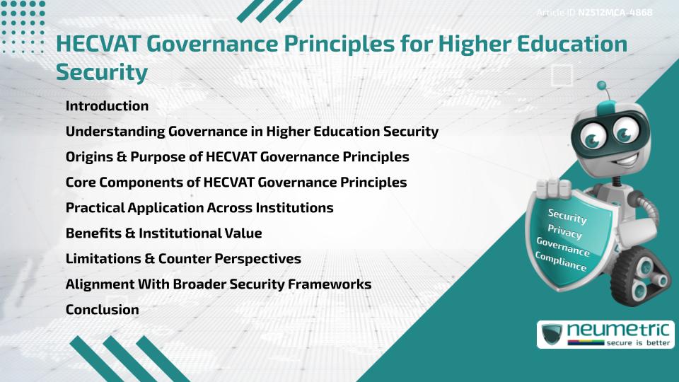 HECVAT Governance Principles for Higher Education Security