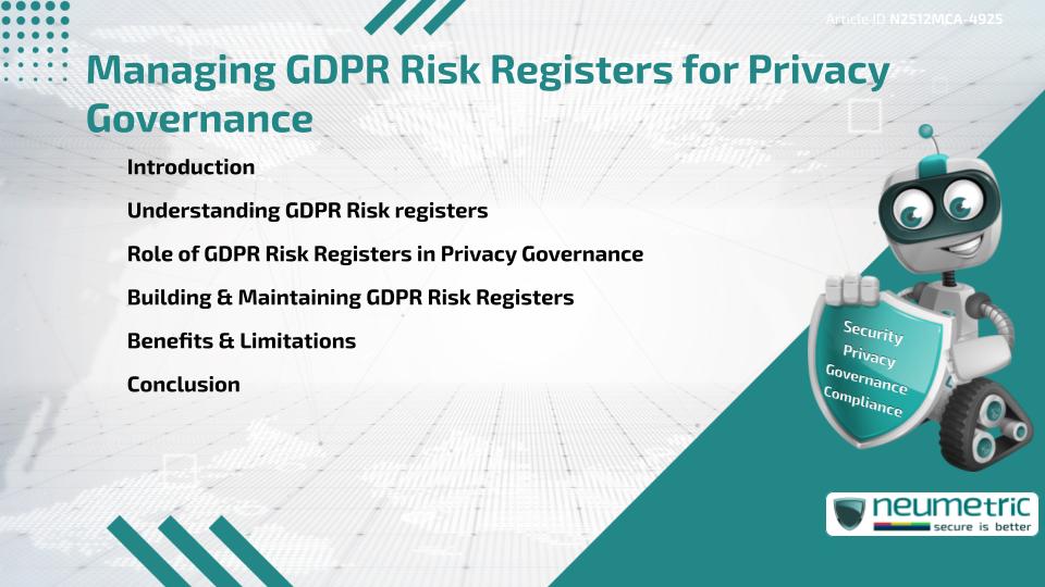 Managing GDPR Risk Registers for Privacy Governance