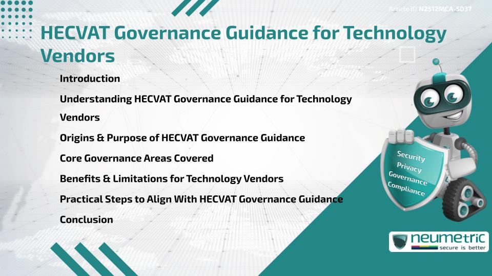 HECVAT Governance Guidance for Technology Vendors