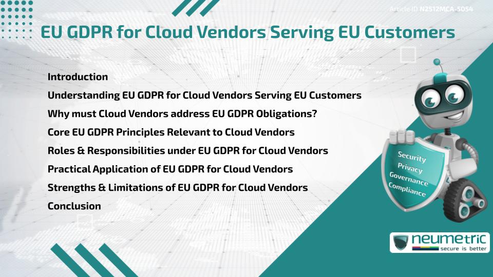 EU GDPR for Cloud Vendors Serving EU Customers