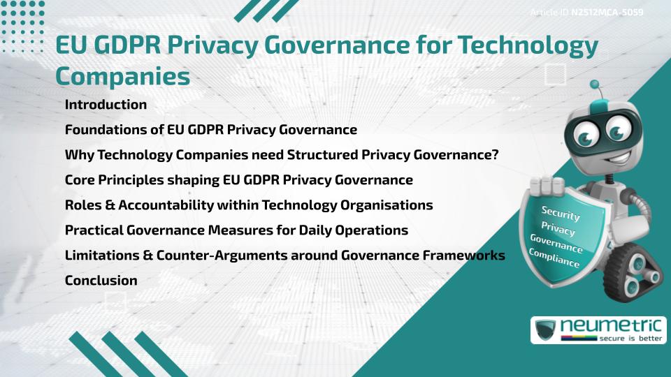 EU GDPR Privacy Governance for Technology Companies