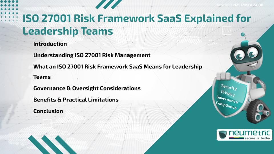 ISO 27001 Risk Framework SaaS Explained for Leadership Teams