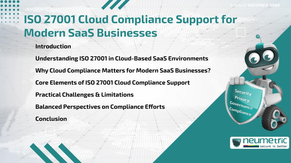 ISO 27001 Cloud Compliance Support for Modern SaaS Businesses