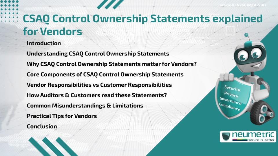 CSAQ Control Ownership Statements explained for Vendors