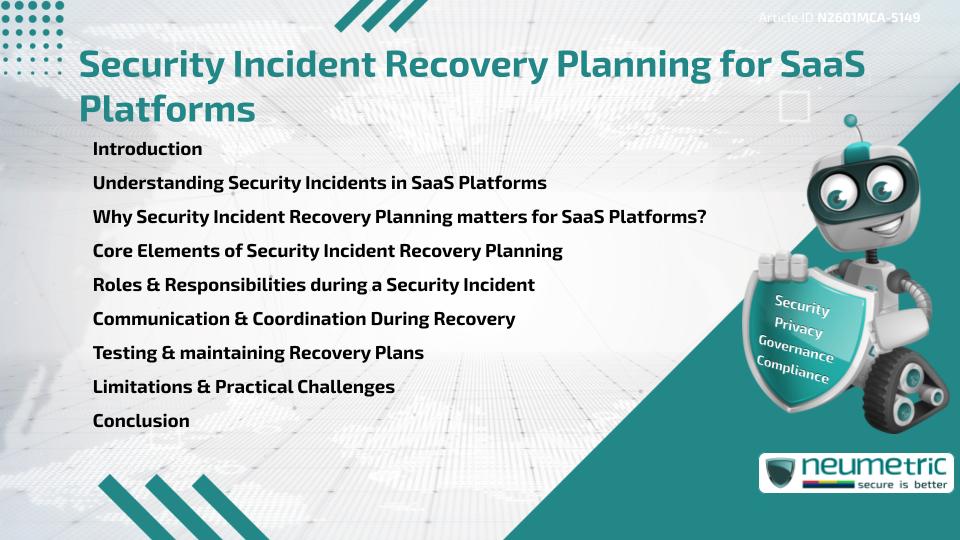 Security Incident Recovery Planning for SaaS Platforms