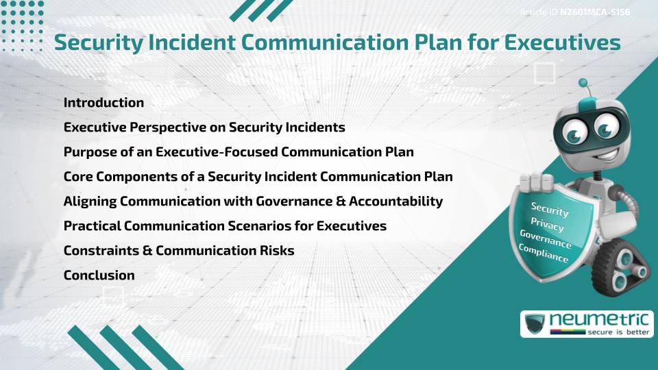 Security Incident Communication Plan for Executives