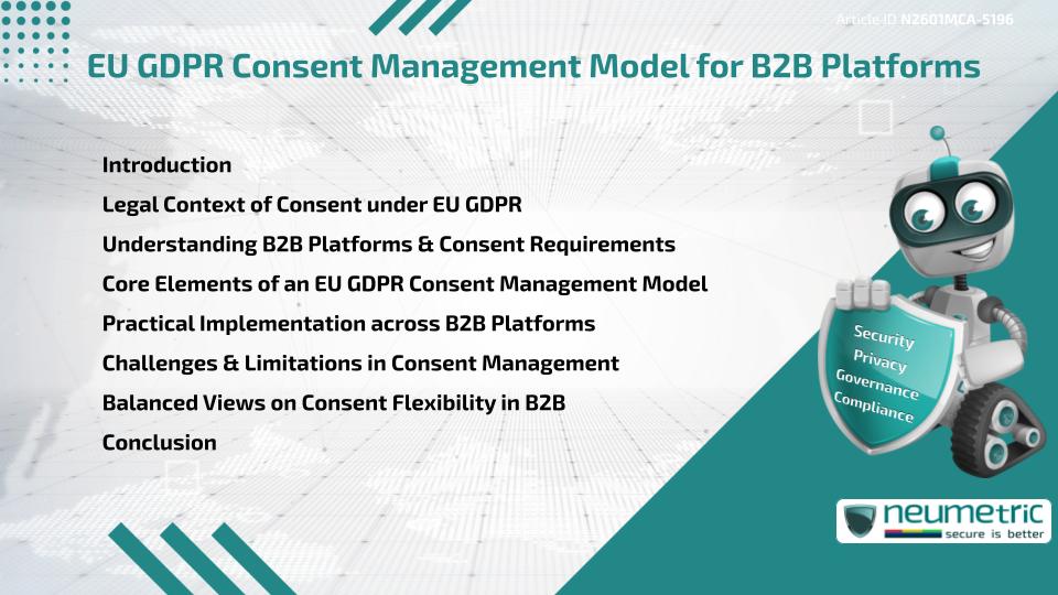 EU GDPR Consent Management Model for B2B Platforms