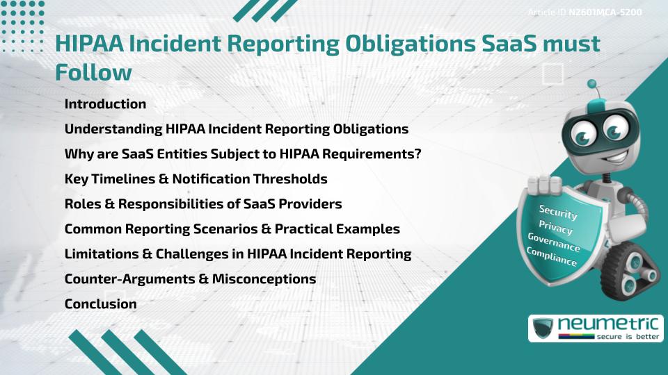 HIPAA Incident Reporting Obligations SaaS must Follow