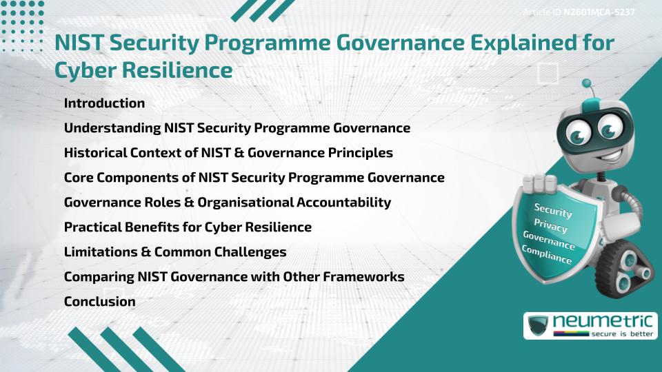 NIST Security Programme Governance Explained for Cyber Resilience