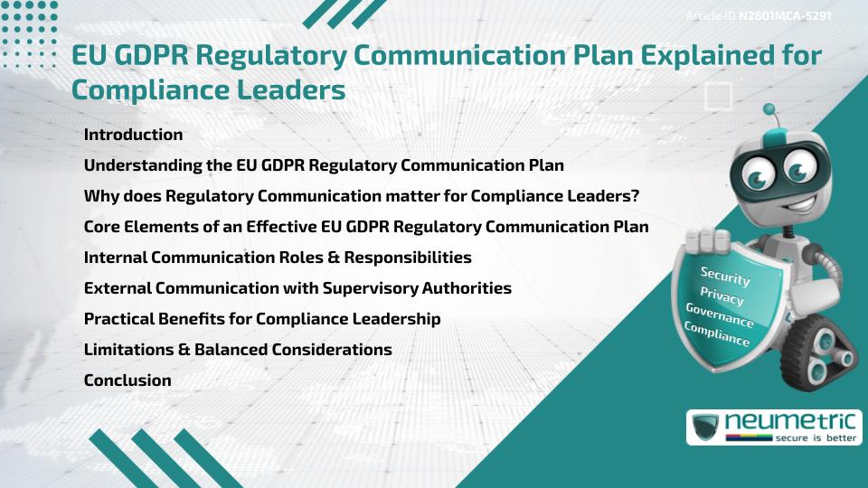 EU GDPR Regulatory Communication Plan Explained for Compliance Leaders