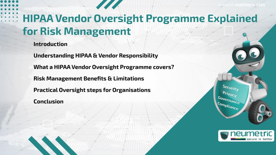 HIPAA Vendor Oversight Programme Explained for Risk Management
