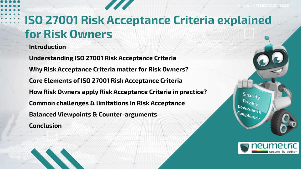 ISO 27001 Risk Acceptance Criteria explained for Risk Owners