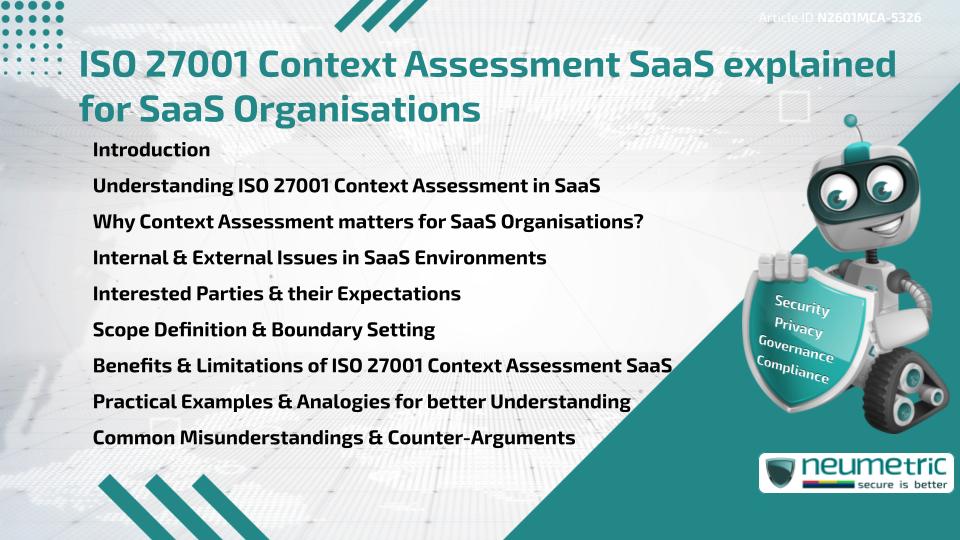 ISO 27001 Context Assessment SaaS explained for SaaS Organisations