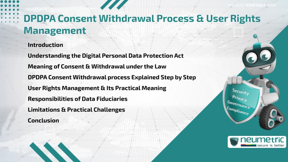 DPDPA Consent Withdrawal Process & User Rights Management